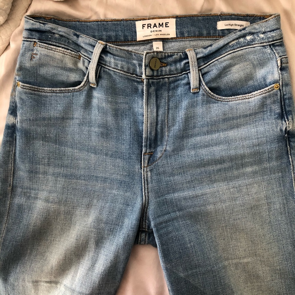 Frame Denim frayed light wash jeans size 26